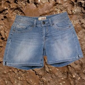 Mudd Girl's Tween/Teen Blue Faded Distressed Denim Shorts